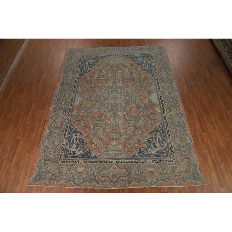 Orange Wool Medallion  Traditional Area Rug 9x12