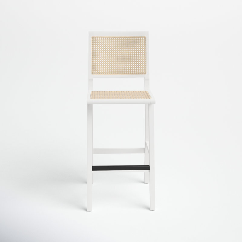 Atticus Counter Stool with Solid Wood Frame, White, Bar Stool (29.5" Seat Height)