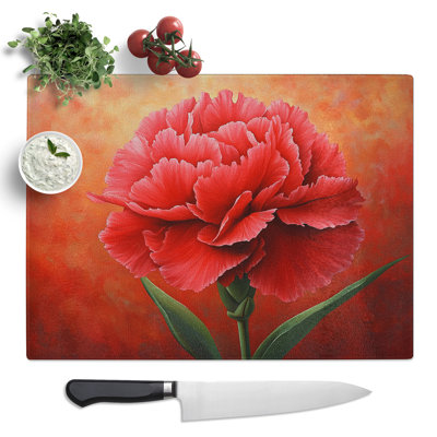 Carnation Flower Vol.3  Glass Chopping Board