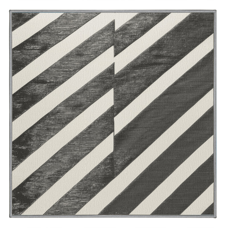 Washable Pewter Striped Area Rug, Square 8'