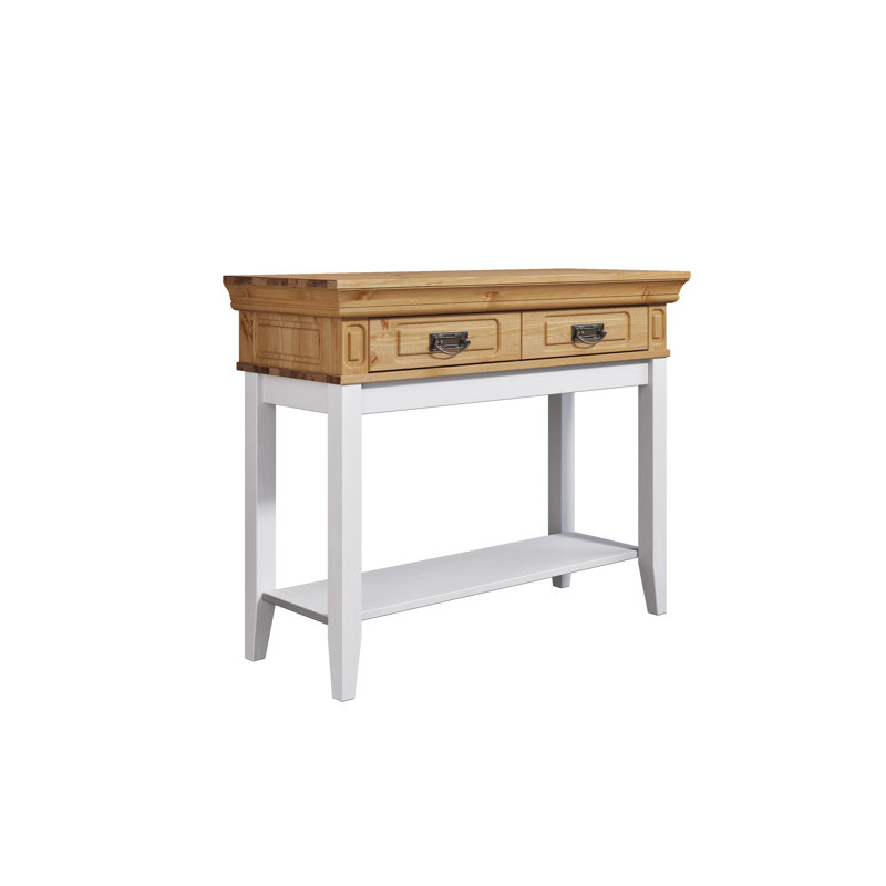 Brionna 96cm Solid Wood Console Table, White, Brown