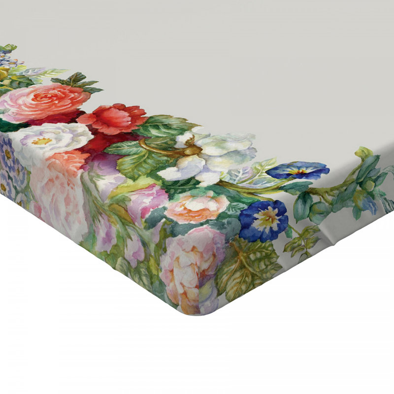Microfiber Floral Fitted Sheet, Queen Fitted Sheet