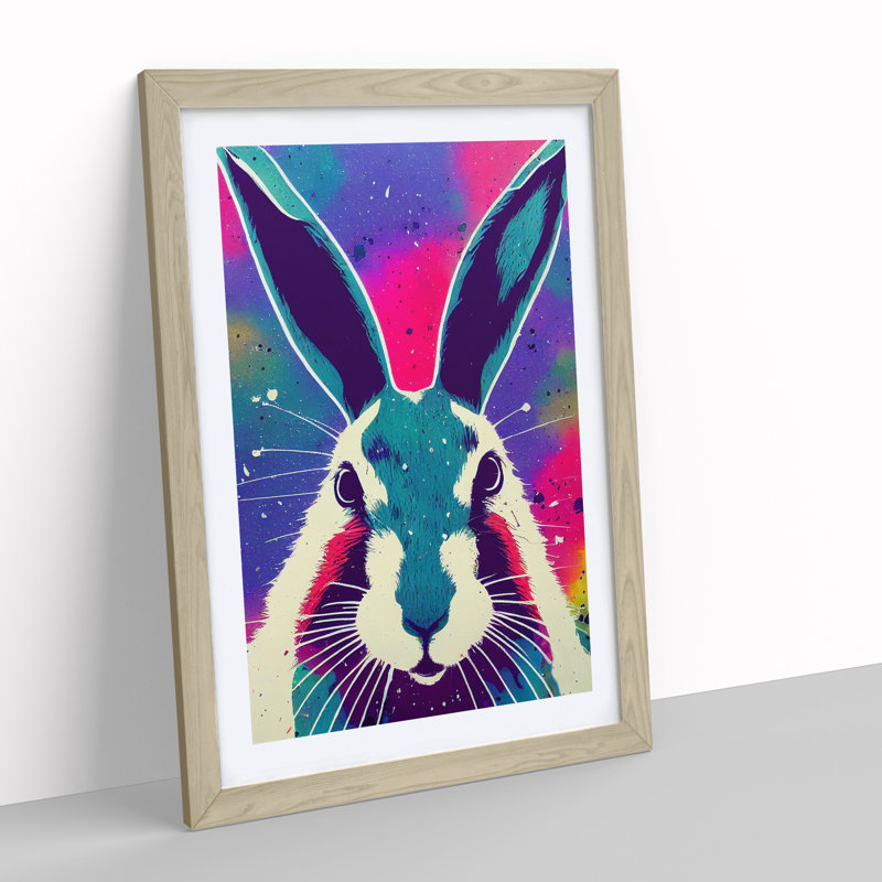 Hare No.1 Abstract - Single Picture Frame Painting, 64cm H x 46cm W x 2cm D, Oak