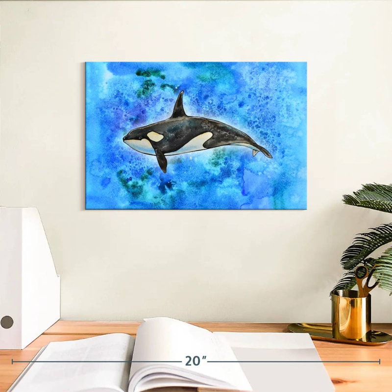 Brampt Orca On Blue, 8'' H x 12'' W