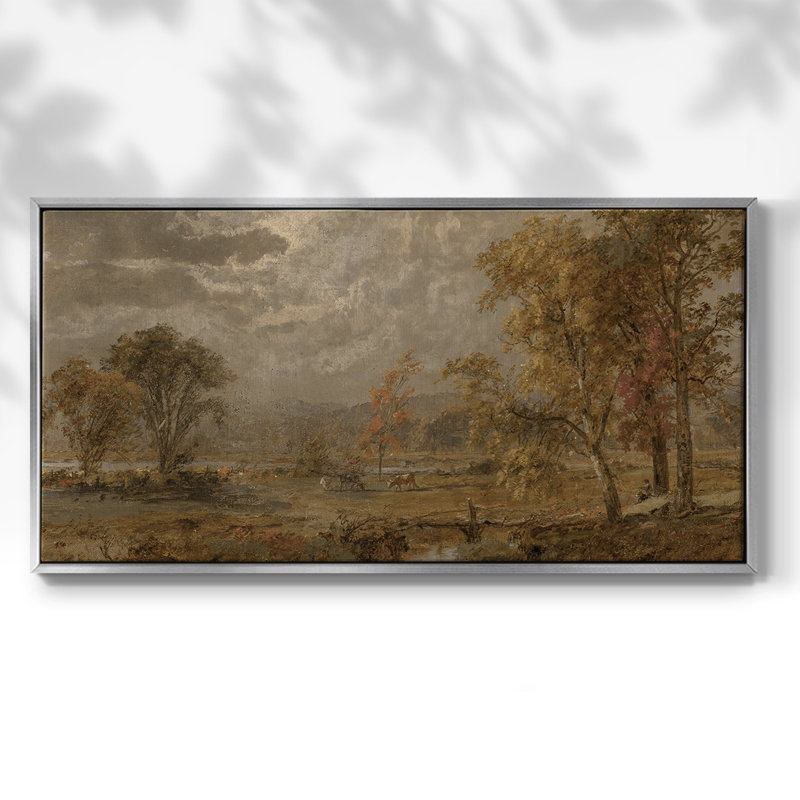 Série paysage - DCCLXIV - Toile tendue avec châssis encadré - Prêt à être accroché, H 25 po x l 49 po, Argent argent