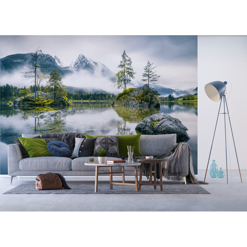 Panneau mural 4 panneaux L 9 pi x l 142 po Cathlyn Mountain Lake