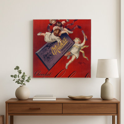 Affiche publicitaire vintage Chocolat Milka Suchard sur toile - Décoration murale carrée en métal