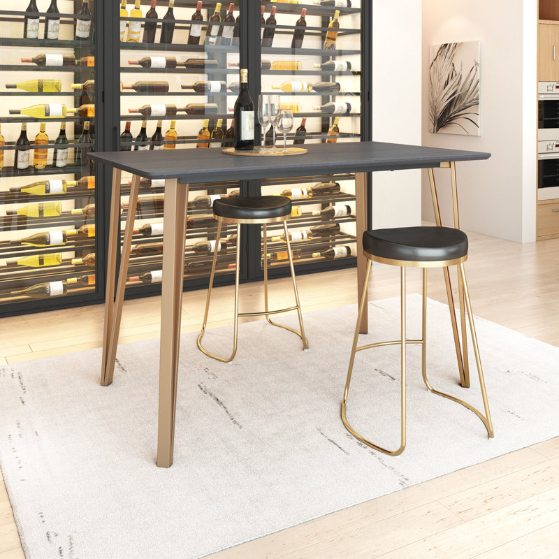 Metal Base Dining Table, Brown/Black