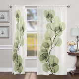 Green X-Ray Of Eucalyptus Polyester Sheer Curtain Single Panel