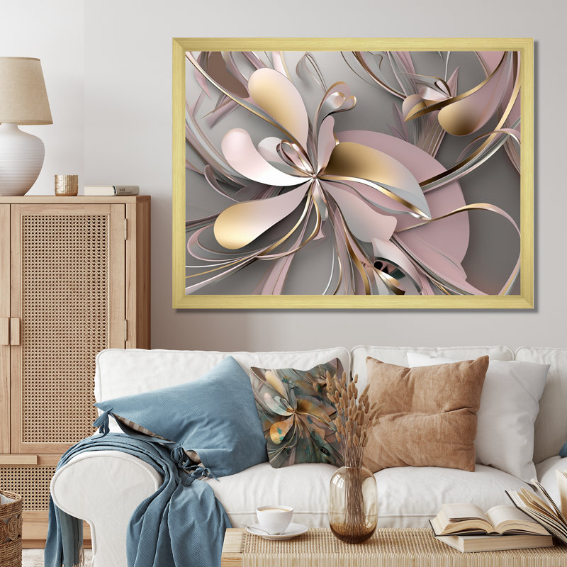 Art encadré liquide et effervescence rose I - 0, H 24 po x l 32 po x P 1 po, Cadre doré à une seule photo