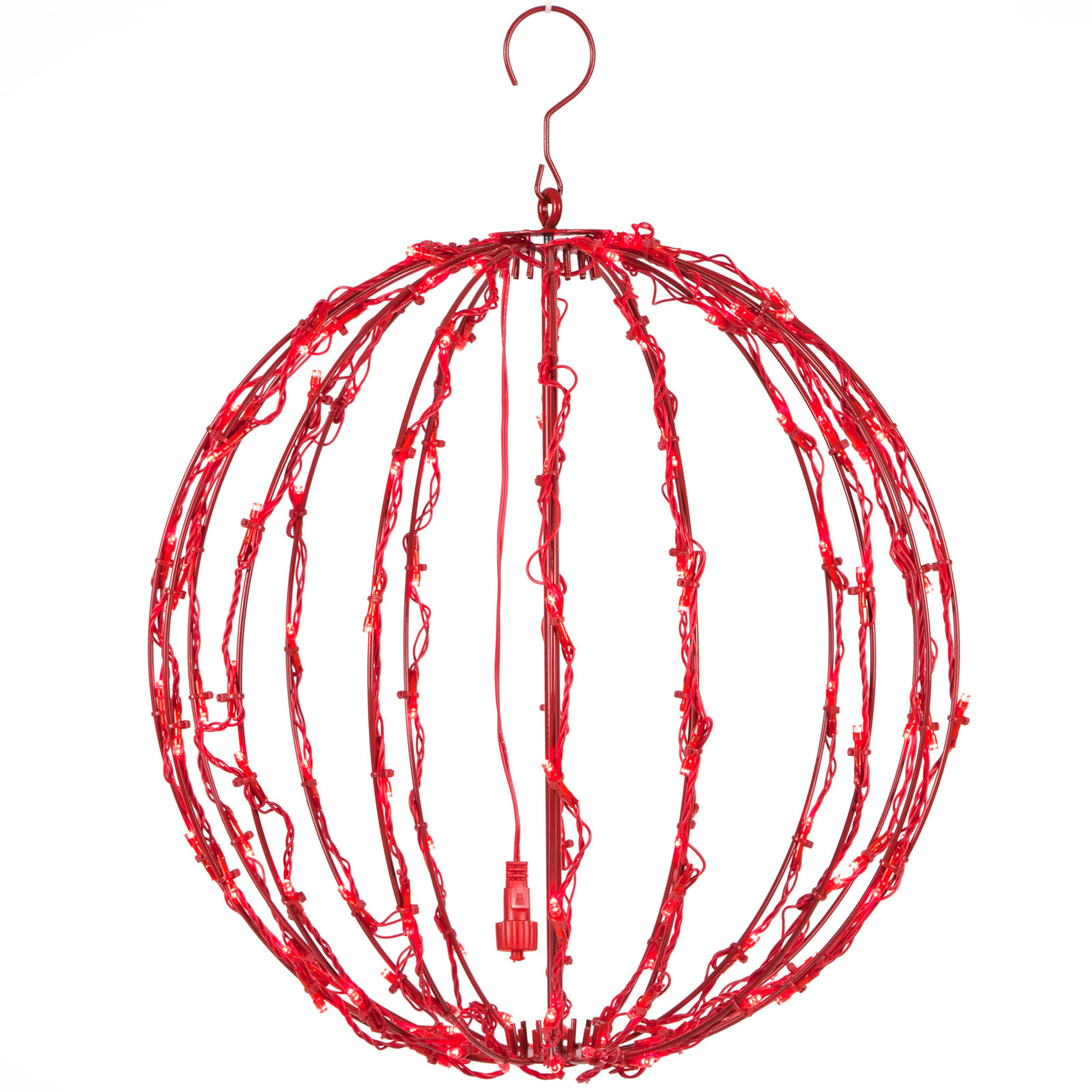 Fold-Flat LED Metal Lighted Outdoor Decoration, 16" H x 16" W x 16" D, Red