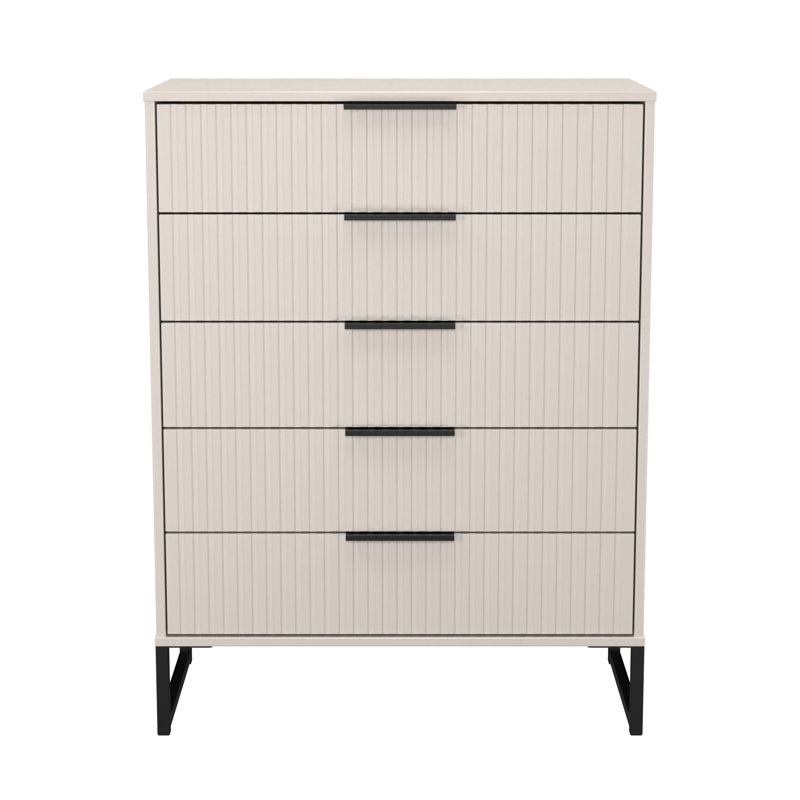 Bernat 77 cm W Chest of 5 Drawers, Beige