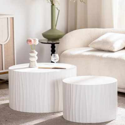 Table basse ronde moderne de 2 pour les espaces de vie primaires Bois de haute qualité et patins antidérapants Tables en bois