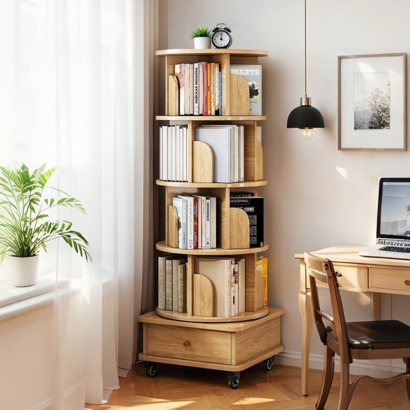 Bibliothèque de style moderne, (4 tablettes) H 55,91 po x l 18,11 po x P 18,11 po, Chêne
