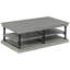 Table basse en bois 55,1 "avec pieds noirs, 2 tablettes de rangement ouvertes, table de salon moderne, gris-130087674