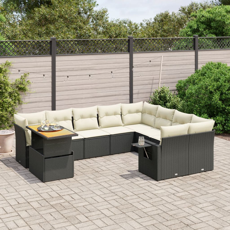  Garden Sofa Set Black, Cream White