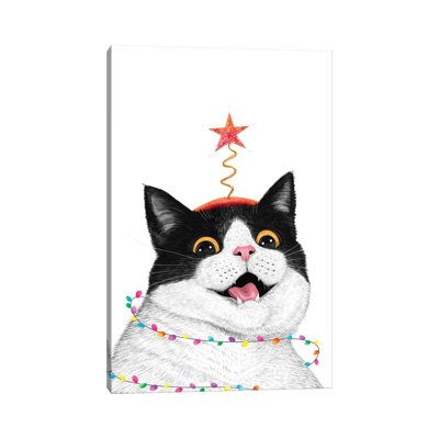 Chat de Noël - reproduction d'art murale - toile tendue