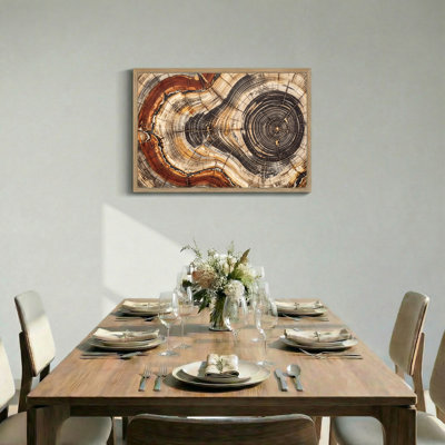 Art mural sur toile avec anneaux d'arbre
