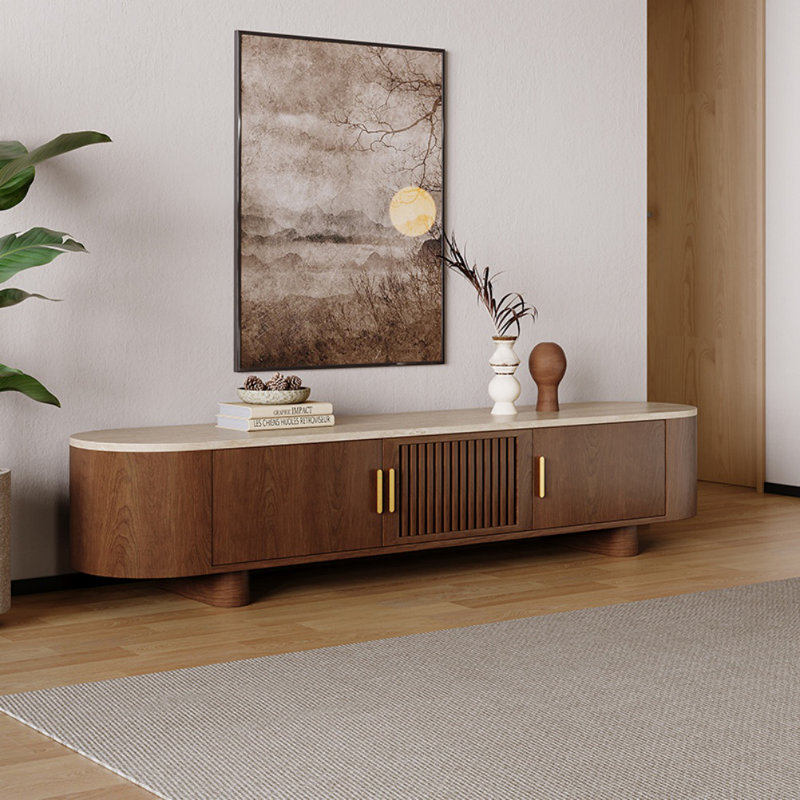 Meuble télé créatif et simple, H 19,69 po x L 78,74 po x l 15,75 po, Brun noyer