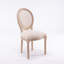 Chaise de salle à manger style français avec structure en bois massif et dossier ovale en lin, ensemble de 2