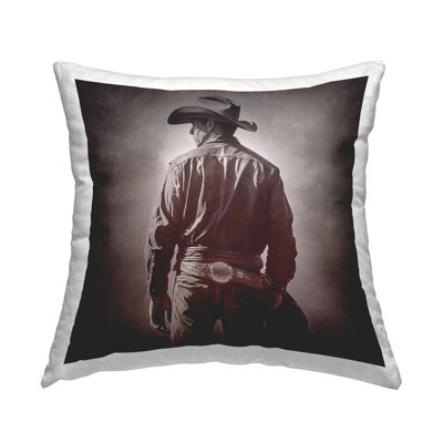 Coussin décoratif à imprimé silhouette foncée Cowboy par RB