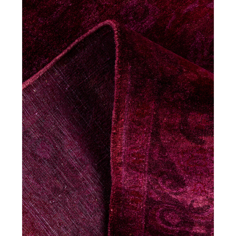 Overdyed Hand-Knotted Wool Modern-Contemporary Purple Area Rug 6' 2" x 8' 9"