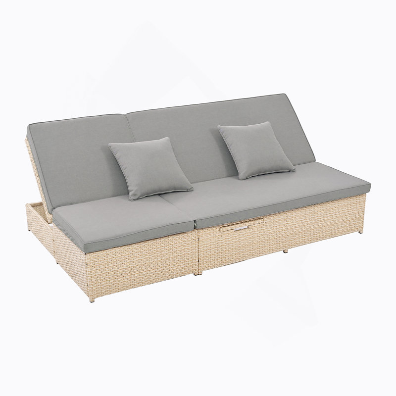 Outdoor Sunbed, Rattan Patio Reclining Chairs With Adjustable Backrest And Seat, Conversational Set, Brown