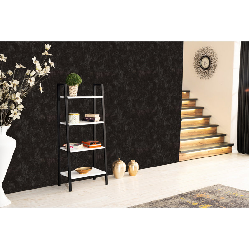 5 Tier Modern Bookshelf Organizer - White, Metal Frame Solid Wood Bookcase For Limited Living And Office Spaces White Organizer, & Space