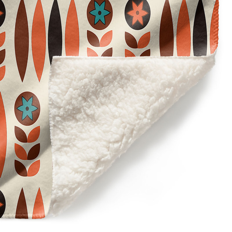  Couverture Mid-Century, 51 po x 60 po, Orange