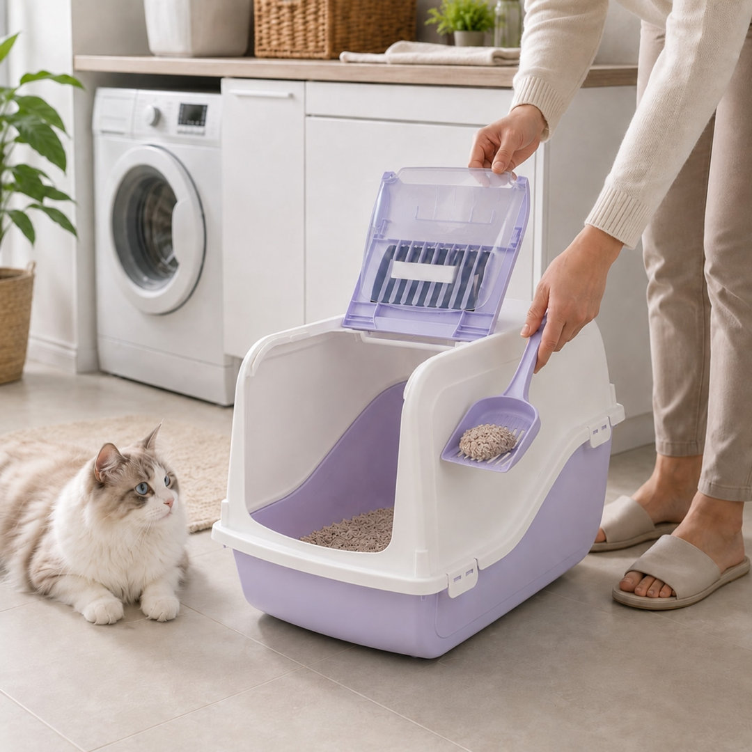 Hooded Cat Litter Tray - Charcoal Filter and Scoop