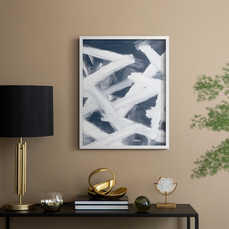 Abstract XXVIII Framed Print - Ready To Hang, 29" H x 23" D, White