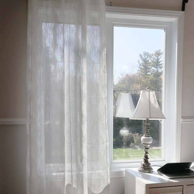Panneau de rideau simple à œillets Muath, Blanc, L 54,00 po x L 95,00 po
