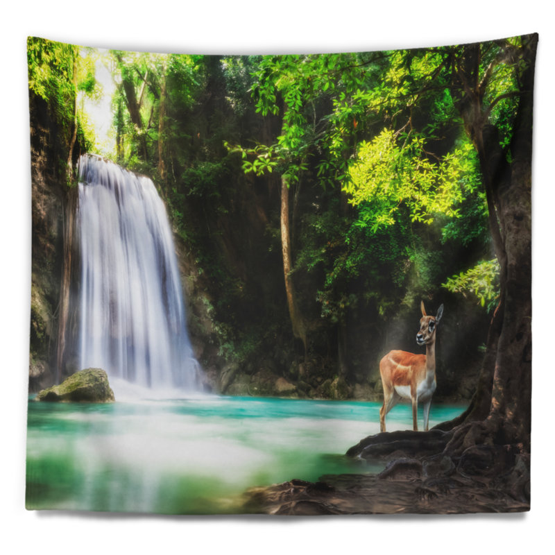 Paysage photo erawan cascade tapisserie, H 32 po x l 39 po