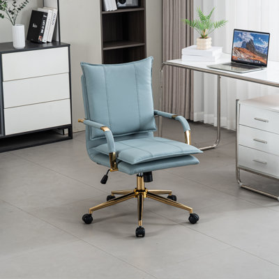 Chaise de bureau pivotante rembourrée en cuir