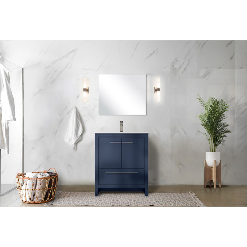 Meuble-lavabo l 30 po x P 20 po avec surface en quartz blanc et robinet en métal - armoire à fermeture en douceur Teinture pour comptoir à 20 fonctions
