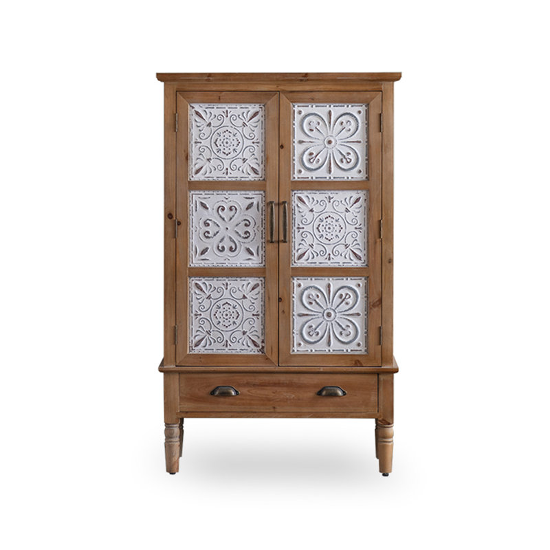 Buffet brun + bois massif blanc + fer