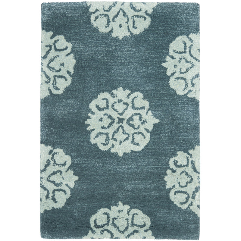 Steve Hand Tufted Wool Damask Rug, Rectangle 3'6" x 5'6"