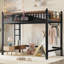 Lit mezzanine simple en métal noir avec rangement et caractéristiques au design moderne et élégant-130115676