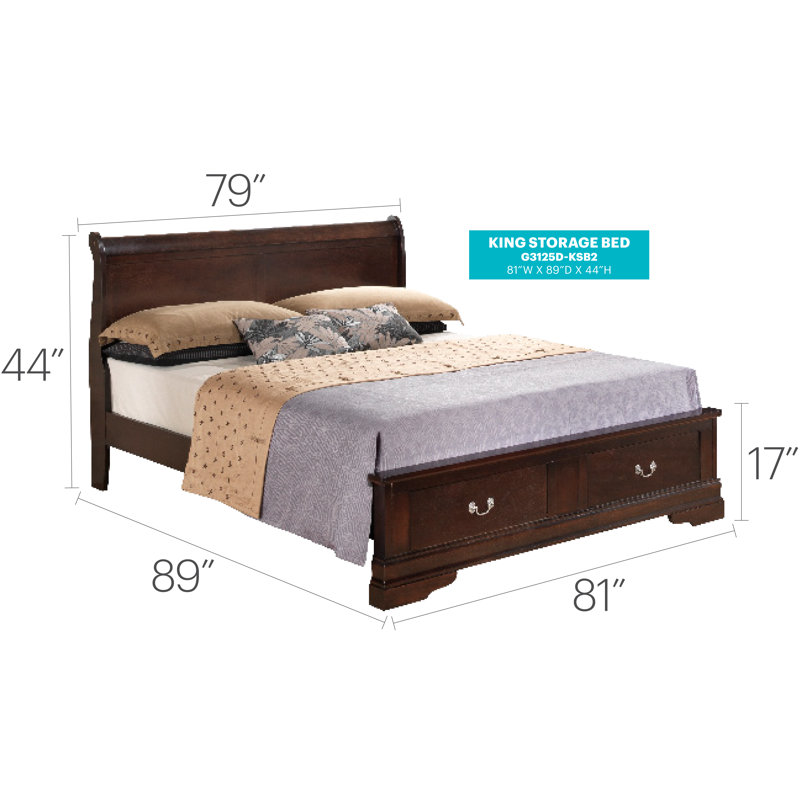 Louis Phillipe Standard Bed, King, Khaki