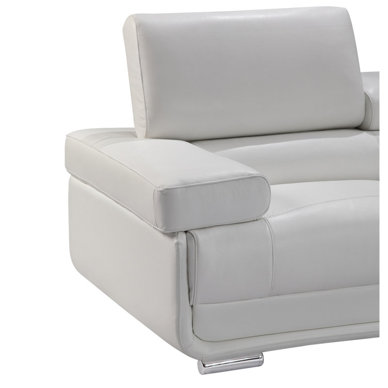 Upholstered L-Shaped Sectional Symmetrical, White Leather