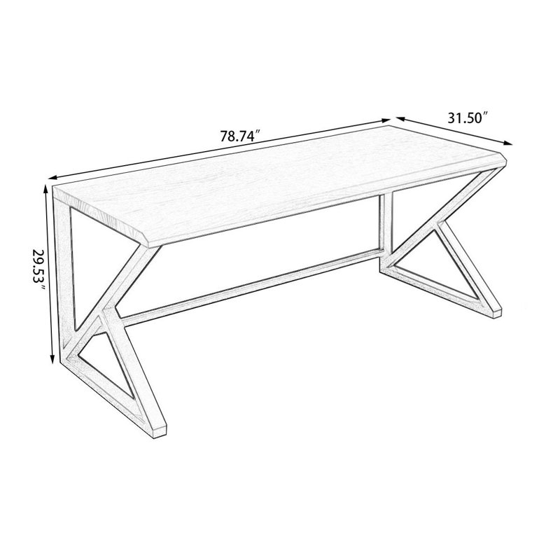 Dark Walnut Rectangular Solid Wood desks, 29.53" H x 78.74" W x 31.5" D