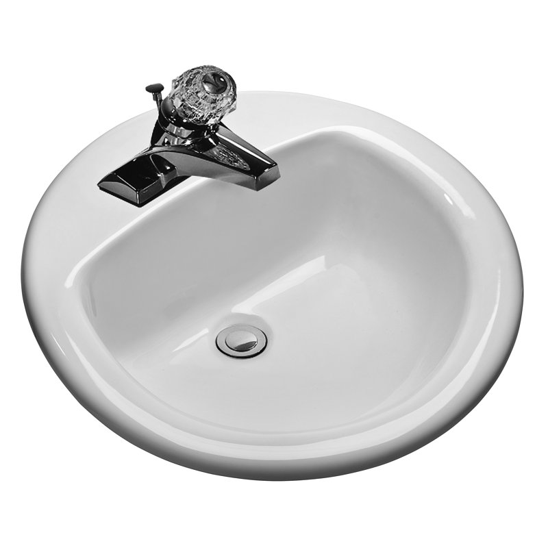 Lavabo de salle de bain à insertion circulaire en porcelaine vitreuse avec trop-plein MS Round, Monotrou