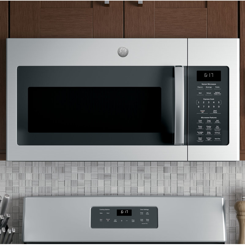 GE Appliances 30" 1.7 cu ft. 1000 - Watt Convertible Over-The-Range Microwave with Sensor Cooking