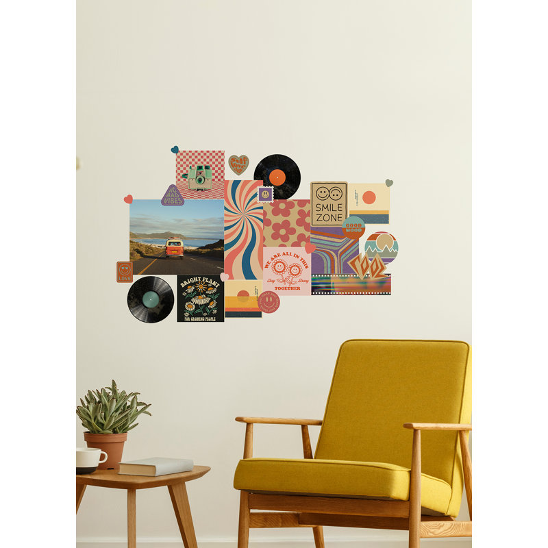 Retro Semi-Matte Glitter Wall Decals with Love Theme
