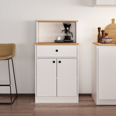 Multi-Purpose Cabinet, White & Atlantic Pine, 25.2 x 50.8 x 17.7 inches | 100% Melamine Coated Chipboard, Durable and Stylish | Ideal for Home Storage & Organization, Sleek Design for Any Room