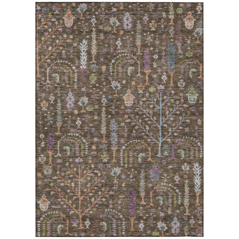 Tapis brun intérieur / extérieur lavable à la machine Cicel ACN1152, Rectangle 5 pi x 7 pi 6 po