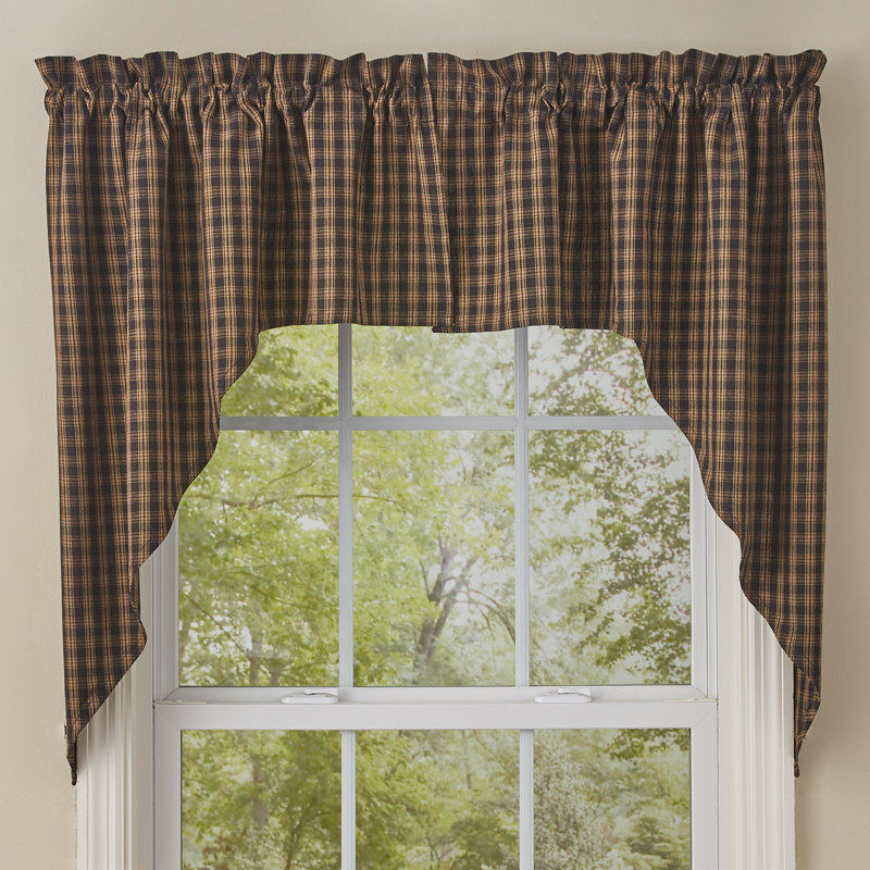 Sturbridge Cotton Plaid Swag Window Valance, Black