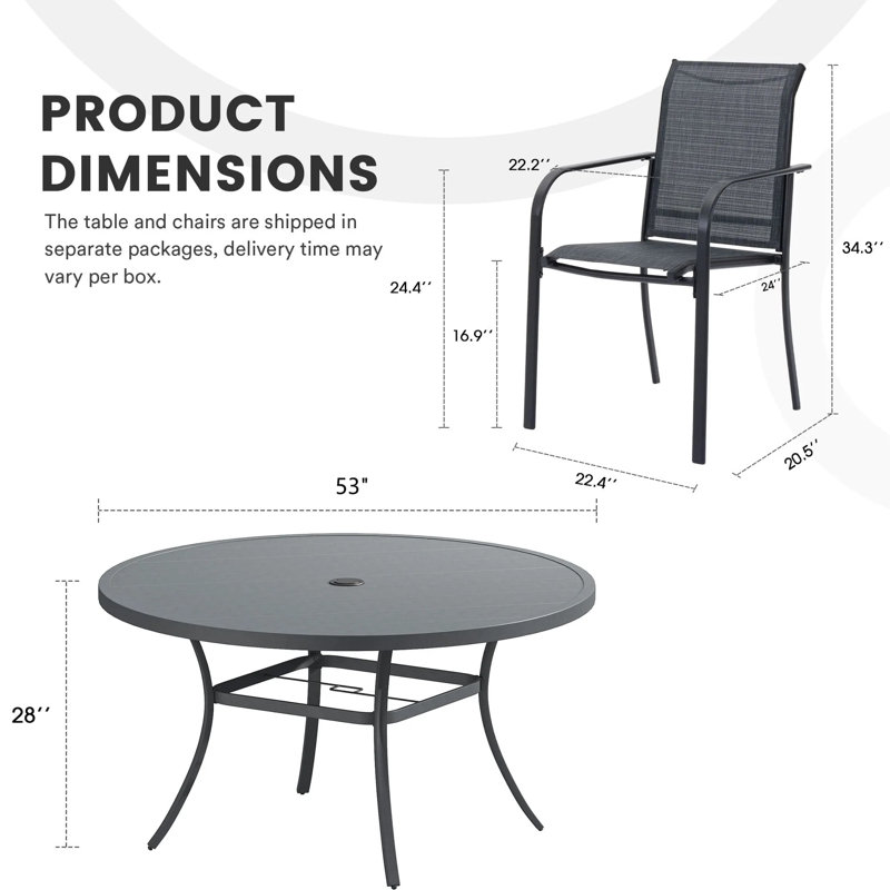 8 - Person Round Outdoor Dining Set, Grey/Grey