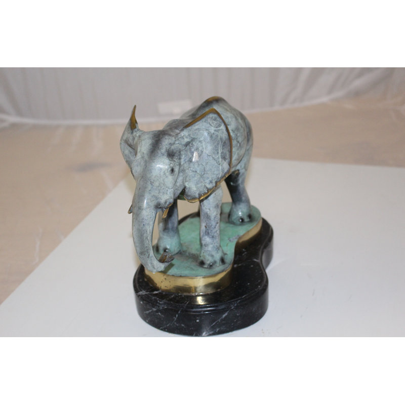 Elephant Bronze Statue -  Size: 11"L x 8"W x 10"H. Figurine