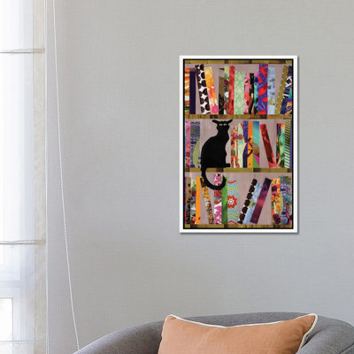 Bookcat 1 Piece Wrapped Canvas Wall Art